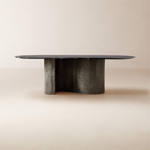 Bàn ăn Aster Oval Black Marble and Aluminum 