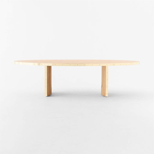 Bàn ăn Albertine Oval Oak Wood and Unlacquered Brass